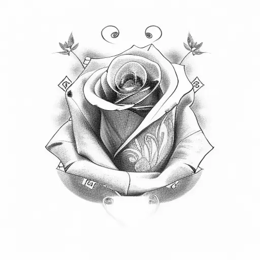 the name stokes with money roses and cross tattoo design idea