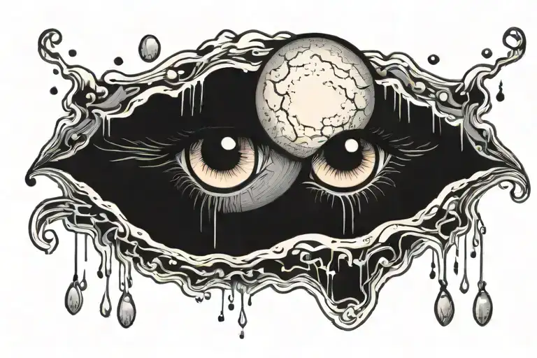 orus eye Full moon surrounded my rain tattoo design idea