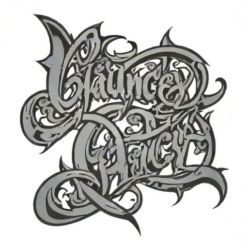 "Chauncey" in thick calligraphy with a gray fading background  tattoo design idea