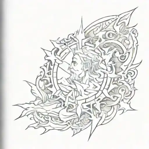 Glory to the Most High God steel cut tattoo design idea