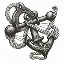 tied down anchor on a rope tattoo design idea