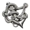 tied down anchor on a rope tattoo design idea