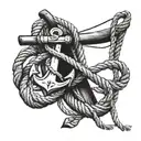 tied down anchor on a rope tattoo design idea