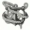 tied down anchor on a rope tattoo design idea
