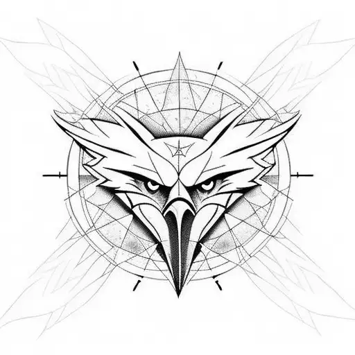 eagles face covering a old pentagram  tattoo design idea