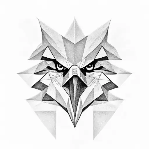 eagles face in geometric  tattoo design idea