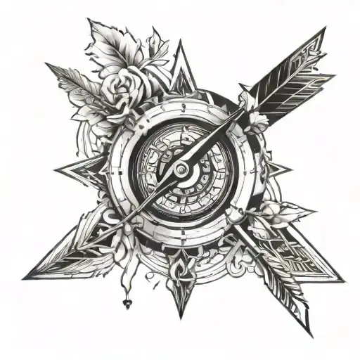 compas and arrow going tattoo design idea