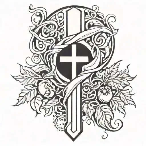 cross with tomato plant wrapping around tattoo design idea