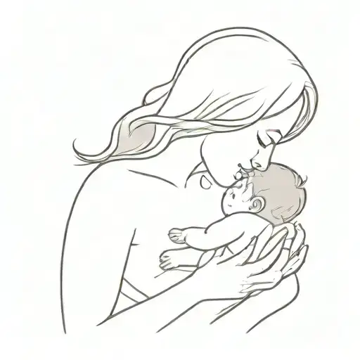  Busty mother breastfeeds her son tattoo design idea