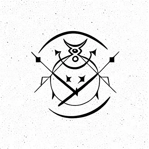 Sagittarius symbol and jupiter glyph tattoo design idea