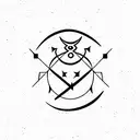 Sagittarius symbol and jupiter glyph tattoo design idea