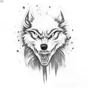 Werewolves fighting tattoo design idea