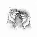 Werewolves fighting tattoo design idea