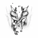 Werewolves fighting tattoo design idea