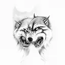 Werewolves fighting tattoo design idea