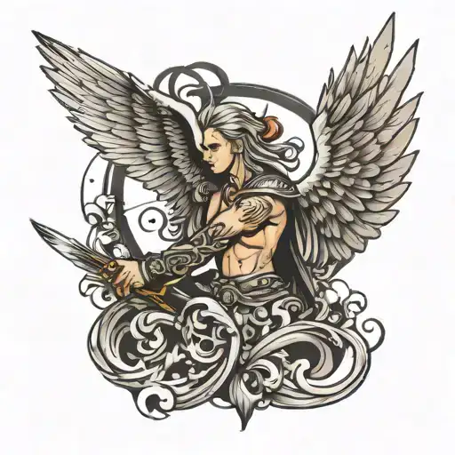 one winged angel tattoo design idea