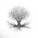 a dead tree with roots but with plantlife springing up around it tattoo design idea