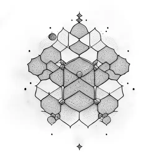 A honeycomb with a moon inside it surrounded by mango and strawberry flowers tattoo design idea