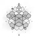 A honeycomb with a moon inside it surrounded by mango and strawberry flowers tattoo design idea