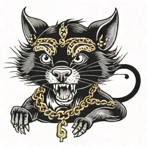 A Tasmanian Devil wearing a gold chain with a dollar sign pendant tattoo design idea