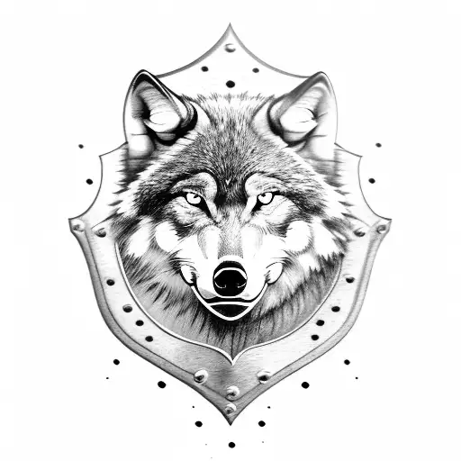 paw of Wolf on a shield with the text Dackefjord tattoo design idea