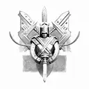 spartan with shield and spear standing tattoo design idea