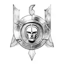 spartan with shield and spear standing tattoo design idea