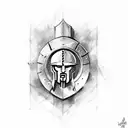 spartan with shield and spear standing tattoo design idea