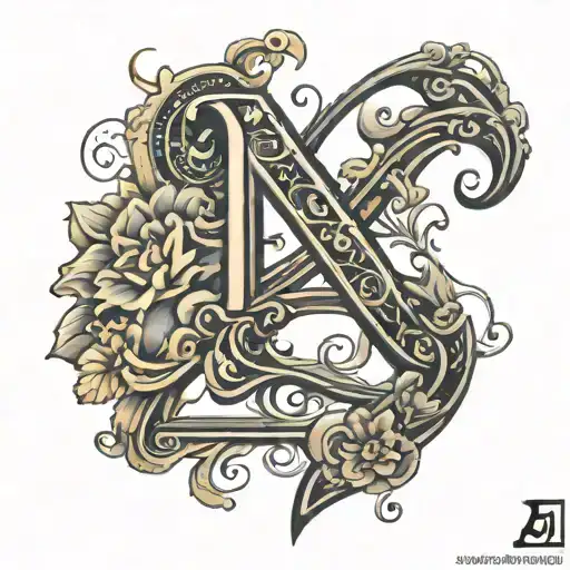 letter A J G letters tattoo design idea