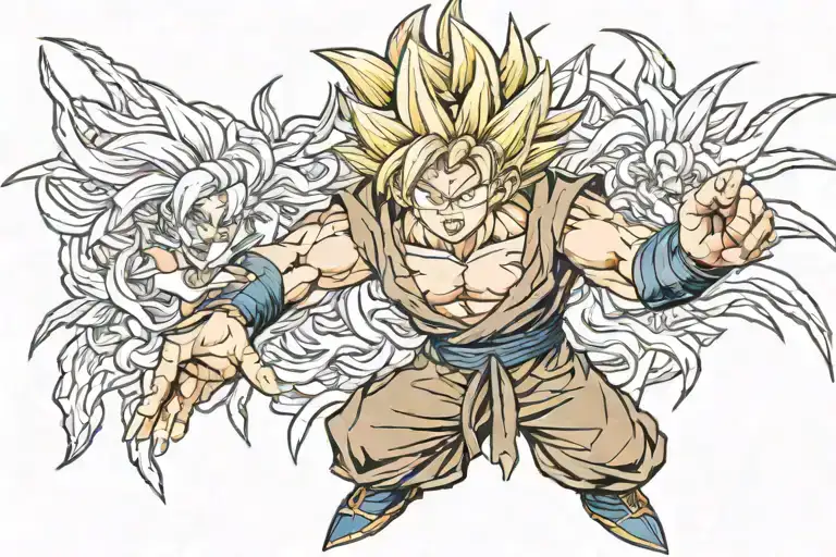 goku turning super saiyan saiyan saiyan tattoo design idea