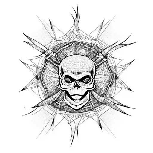 skull spider thorns web tattoo design idea