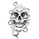 mirror and bones tattoo design idea