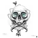 mirror and bones tattoo design idea