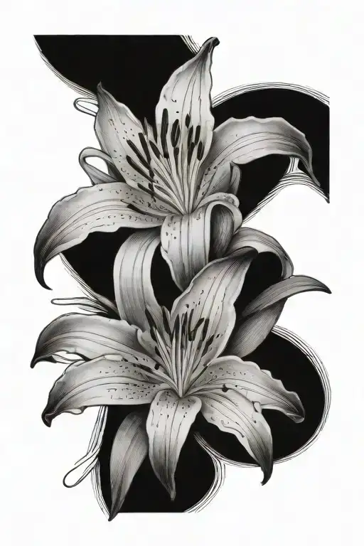 Lily with Hudson in cursive at the end of stem  tattoo design idea