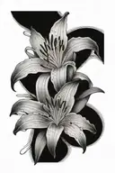 Lily with Hudson in cursive at the end of stem  tattoo design idea