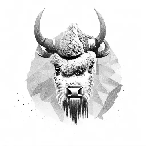 A military bison in a vest tattoo design idea
