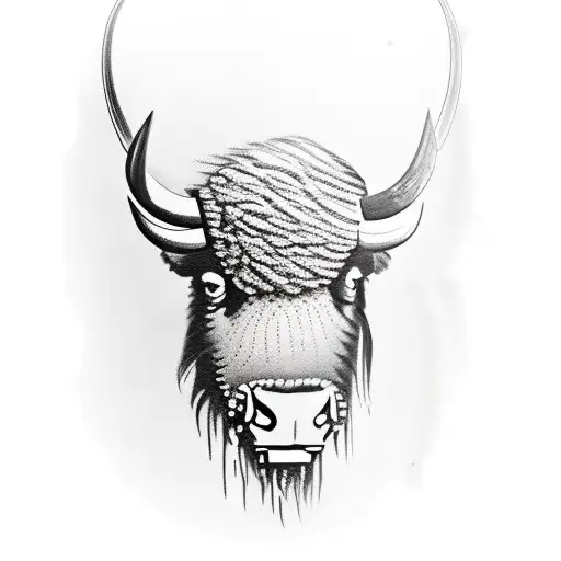 A military bison in a vest tattoo design idea
