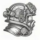 Firefighter helmet from the side profile tattoo design idea