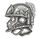 Firefighter helmet from the side profile tattoo design idea