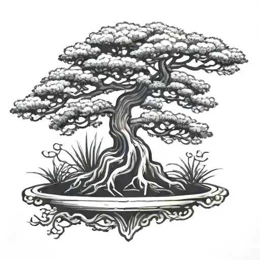 small bonsai tree on tricep tattoo design idea