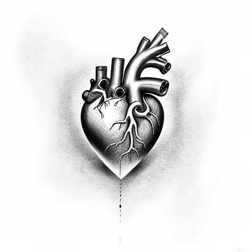 photo realistic heart tattoo design idea