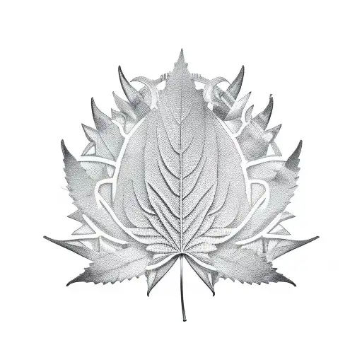 A new-school design featuring a weed leaf intertwined with motorcycle parts tattoo design idea