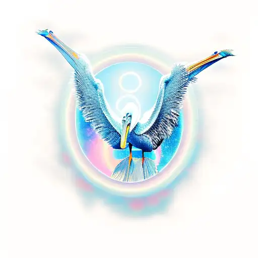 ghostly pelican tattoo design idea