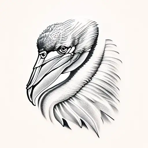 pelican, angel, ghostly  tattoo design idea