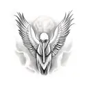 pelican, angel, ghostly  tattoo design idea