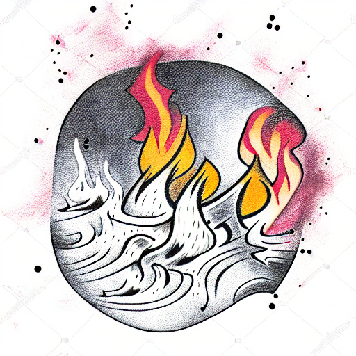 a glubo campfire with smoke rising  tattoo design idea
