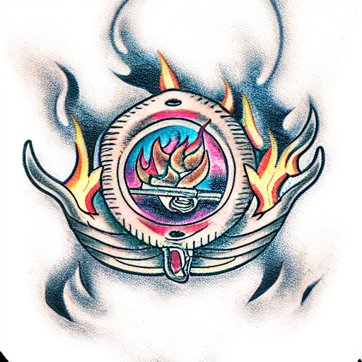 a glubo campfire with smoke rising  tattoo design idea