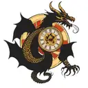 dragon wind rose clock roman numerals japan tattoo design idea