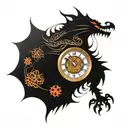 dragon wind rose clock roman numerals japan tattoo design idea