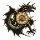 dragon wind rose clock roman numerals japan tattoo design idea